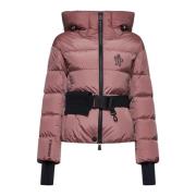 Moncler Rosa Quiltad Dunjacka med Bälte Pink, Dam