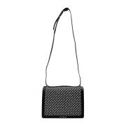 John Richmond Svart Crossbody-väska med All-Over Logo Black, Dam