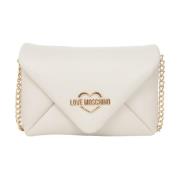 Love Moschino Ivory Axelväska med Gyllene Logotyp Beige, Dam