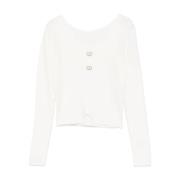 Twinset Vita Stickade Tröjor med Oval-T Charm White, Dam