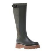 Baldinini Boots in olive leather and suede Green, Dam