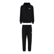 Emporio Armani EA7 Svart Bomull Hoodie Jogger Set Black, Herr