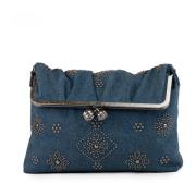 Max Mara Weekend Denim clutch med blomster nitar Blue, Dam