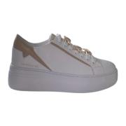 Emanuelle Vee Vit Läder Sneaker med Beige Detaljer White, Dam