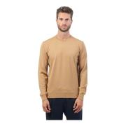 Hugo Boss Beige Crewneck Sweater med Broderat Logo Beige, Herr