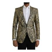 Dolce & Gabbana Guld Jacquard Blazer Slim Fit Multicolor, Herr