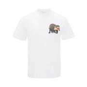 JW Anderson Grafiskt Tryck Bomull T-shirt White, Herr