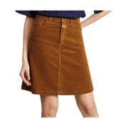 Closed Brun Corduroy A-Linje Minikjol Brown, Dam