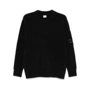 C.p. Company Kompass Logo Crew Neck Sweater Black, Herr