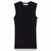 Róhe Merino Ärmlös Crew Neck Tank Black, Dam