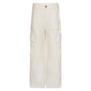 Vince Cargo Byxor Bone Elastisk Midja Fickor White, Dam