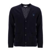 Maison Kitsuné Räv Huvud Ull Cardigan Blue, Herr