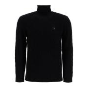 Polo Ralph Lauren Flätad Ull Cashmere Turtleneck Tröja Black, Herr