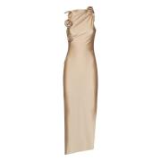 Coperni Beige Asymmetrisk Blomma Klänning Beige, Dam