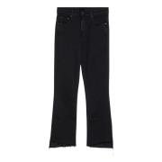 Mother Cropped Step Fray Jeans Black, Dam