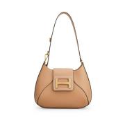 Hogan Texturerad Läder Mini H-Bag Brown, Dam