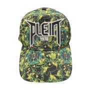 Philipp Plein Svart All Over Print Keps med Broderad Logotyp Multicolo...