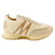 Moncler Shearling Suede Beige Basket Skor Beige, Dam