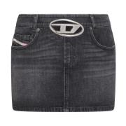 Diesel Svart Denimkjol Stretch Design Black, Dam