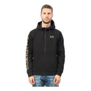 Emporio Armani Svart huva Fullzip tröja EA7 stil Black, Herr