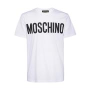 Moschino Vit Bomull T-shirt med Logotyptryck White, Herr