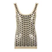 Paco Rabanne Metall Detalj Jersey Topp Gray, Dam