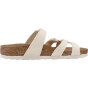 Birkenstock Rivet Logo Textil Slide Sandaler Beige, Dam