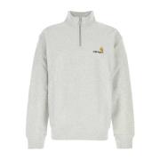 Carhartt Wip Ljusgrå Bomullsblandning Half Zip Sweatshirt Gray, Herr