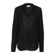 Kaffe Flounce Blus Svart Djup Black, Dam