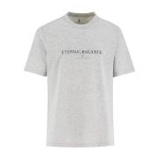 Brunello Cucinelli Klassisk Crew-neck T-shirt med Front Print Gray, He...