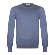 Gran Sasso Blå Crew Neck Ulltröja Blue, Herr