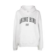 Anine Bing Grå Grön Logotyp Hoodie Gray, Dam