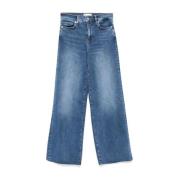 Frame Slim Palazzo Raw Fray Jeans Blue, Dam