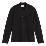 Nn07 Ullblandning Button-Up Tröja Skjorta Black, Herr