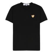 Comme des Garçons Guld Emblem Stickad Svart T-shirt Black, Herr