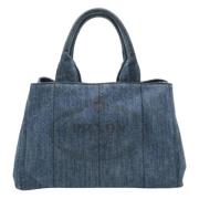 Prada Vintage Pre-owned Tyg totevskor Blue, Dam