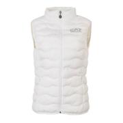 Emporio Armani EA7 Vit Gilet med Silver Logotyp White, Dam