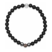 Nialaya Men's Grey Diamond Wristband with Onyx and Hematite Gray, Herr