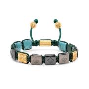 Nialaya Men`s Ceramic Flatbead Bracelet in Black, Green, Turquoise, an...