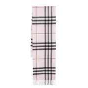 Burberry Rosa Cashmere Rutigt Sjal med Fransar Multicolor, Dam