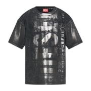 Diesel Jersey Crew Neck Logo Print Top Black, Herr