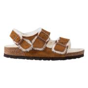 Birkenstock Sandaler med fårskinn Brown, Dam