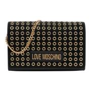 Love Moschino Axelväska med Nitar och Magnetlås Black, Dam