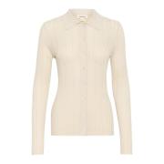 Soaked in Luxury Feminin Silver Cardigan Stickat Beige, Dam