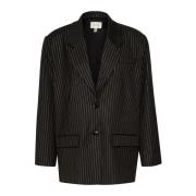 Gestuz Svartrandig Lurex Blazer Jacka Black, Dam