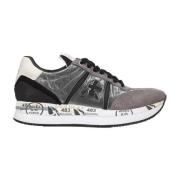 Premiata Silver Platta Skor med Blankdetaljer Gray, Dam