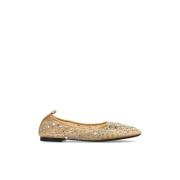 Tory Burch Ballerinaskor med skimrande kristaller Beige, Dam