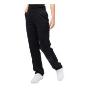 Armani Exchange Svarta Sweatpants med Elastisk Midja Black, Dam