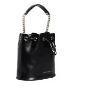 Orciani Svart Läder Bucket Bag Black, Dam