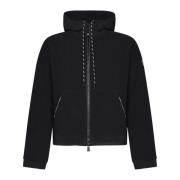 Moncler Svart Zip-Up Kofta med Huva Black, Herr